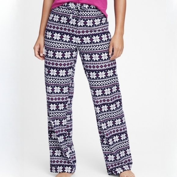 GAP Fair Isle Flannel Pajama Pants Navy XL - Picture 9 of 9
